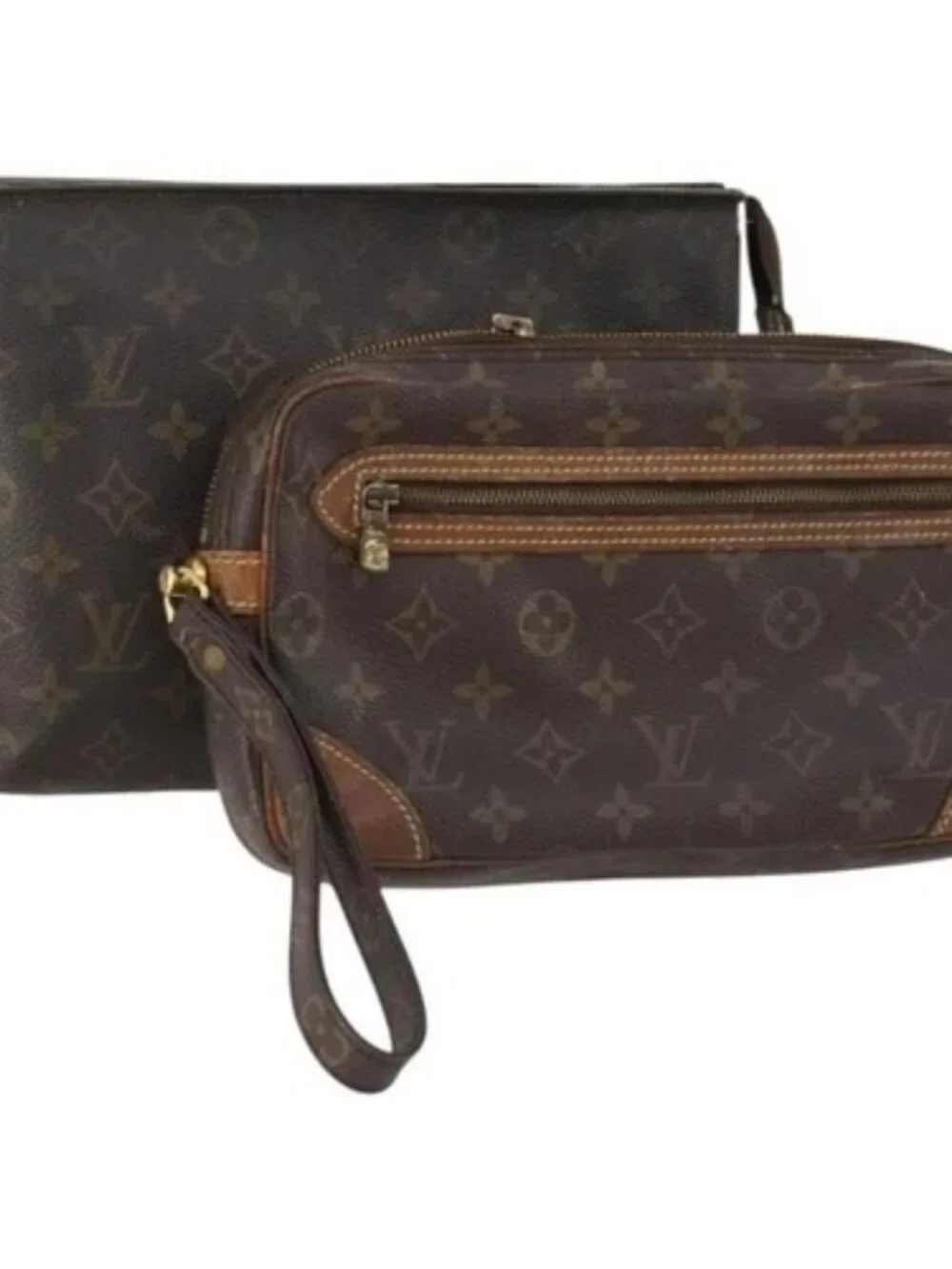 LOUIS VUITTON Monogram Clutch Bag 2 Set LV Auth BA10214